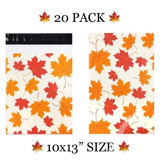 20Pk 10x13 Fall Poly Mailers - Autumn Maple Leaf Print - Picture 2 of 2